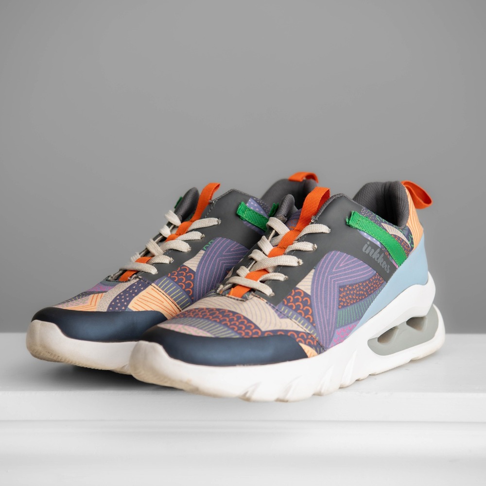 Inkkas Shoes W Sz 8 Artsy Eclectic Festival Chunky Sneakers Boho Colorful Modern